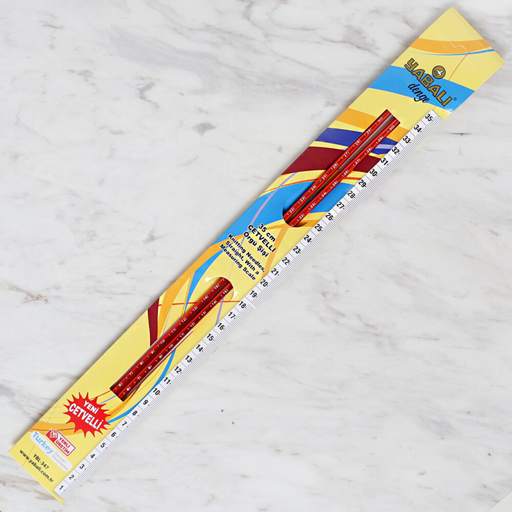 Yabalı 5 mm 35 cm Kırmızı Cetvelli Örgü Şişi - YBL-347